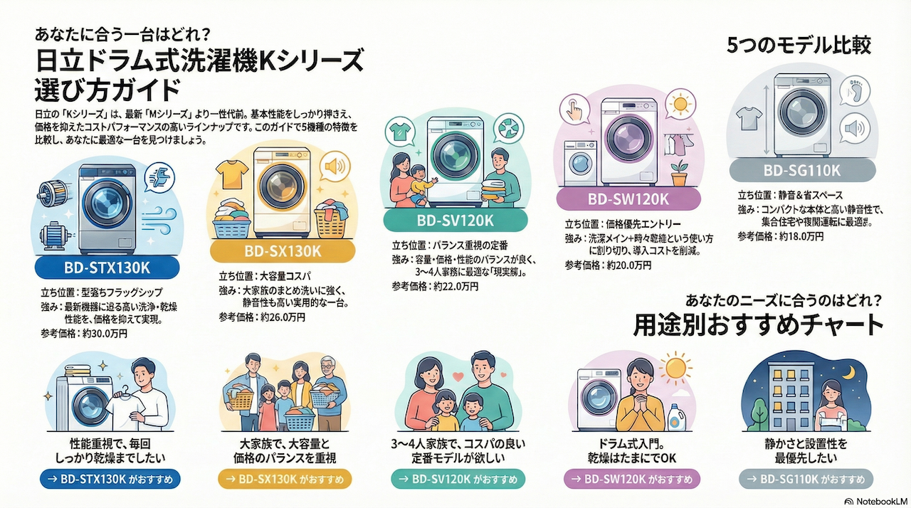 日立ドラム式洗濯機Kシリーズ比較と用途別おすすめモデル