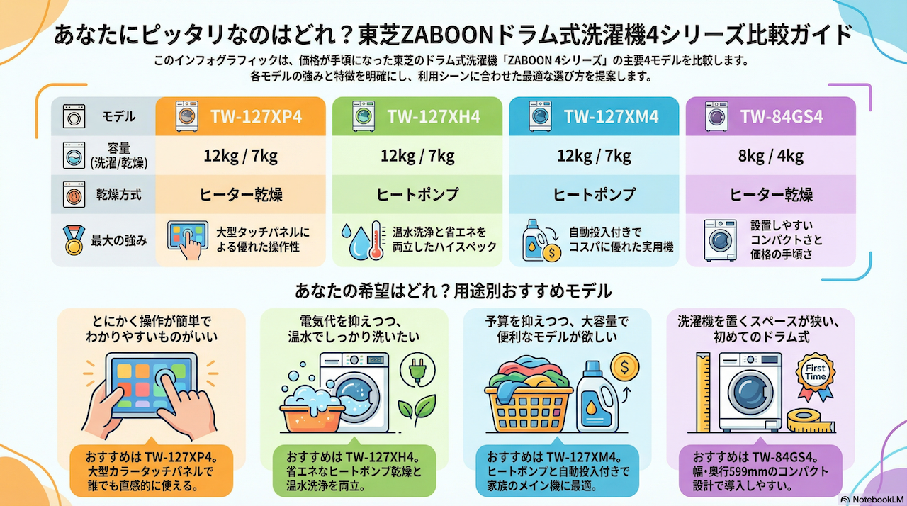 東芝ドラム式洗濯機比較（型落ち）