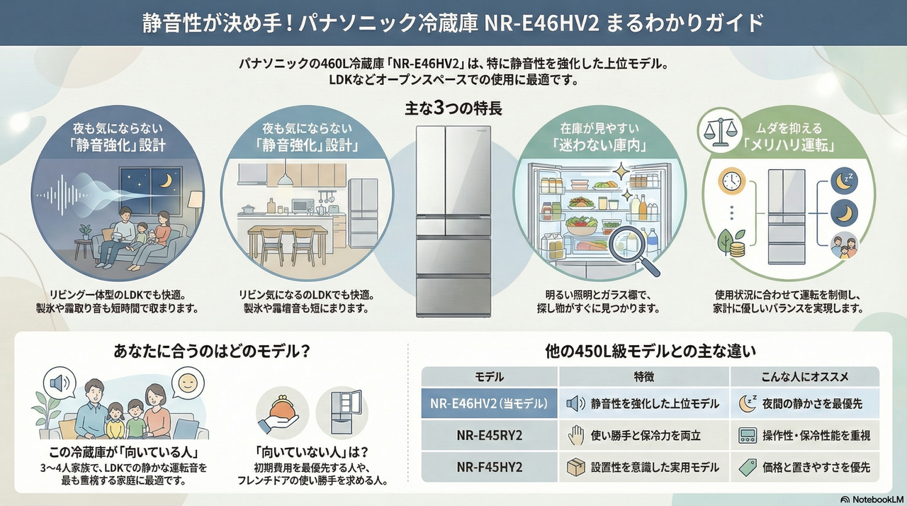Panasonic NR-E46HV2 冷蔵庫図解